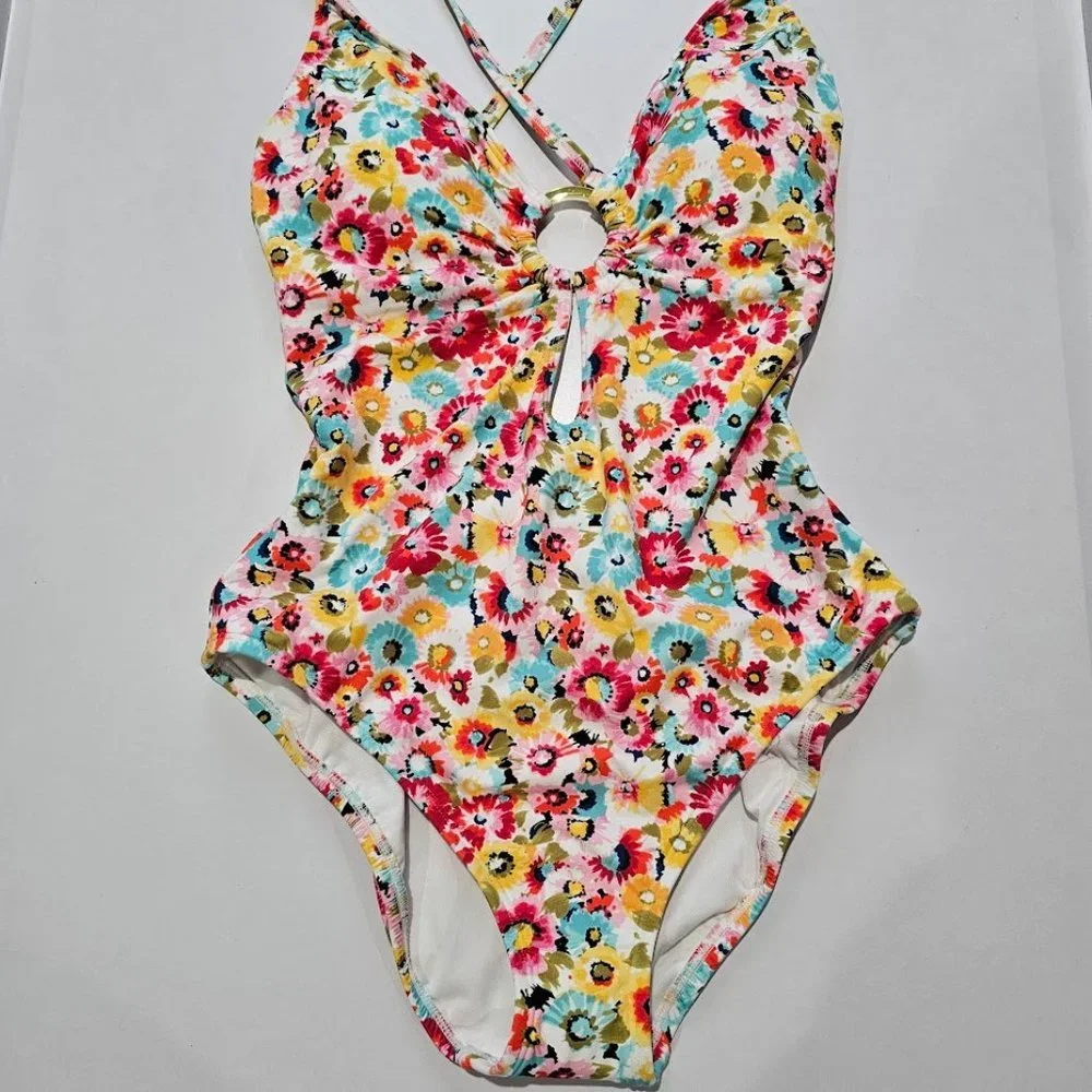 Bleu Rod Beattie Flower Hour Cross-Back One-Piece Size 6 - Picture 5 of 11